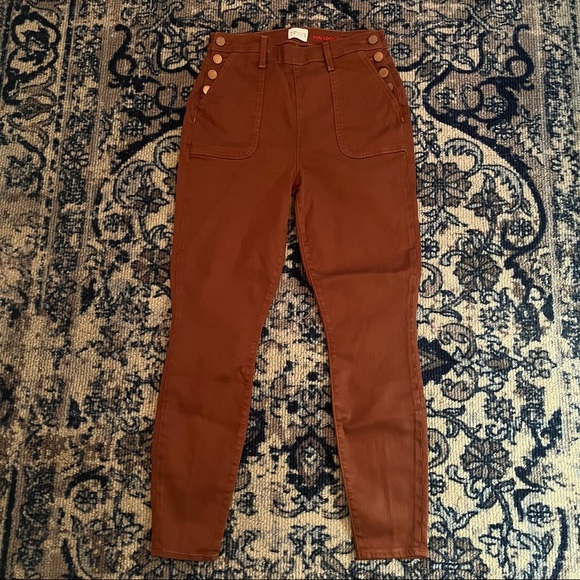 Alice + Olivia Donald Coated Skinny Jeans High Rise Waist Button Chocolate 30 - Picture 16 of 16